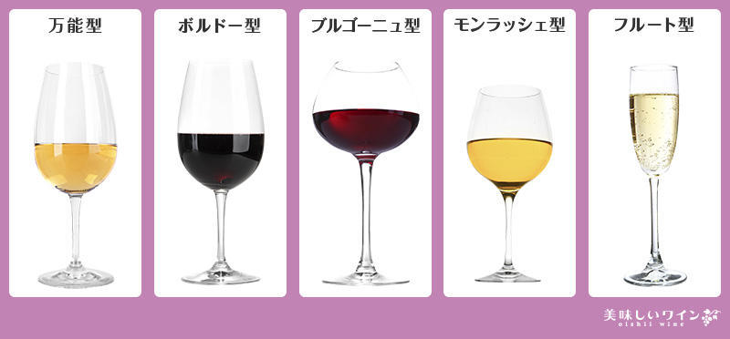 ワイングラスの5つの種類
